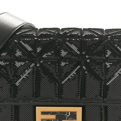 Fendi Satin Vitello King Sequin Baguette Black 7 of 9