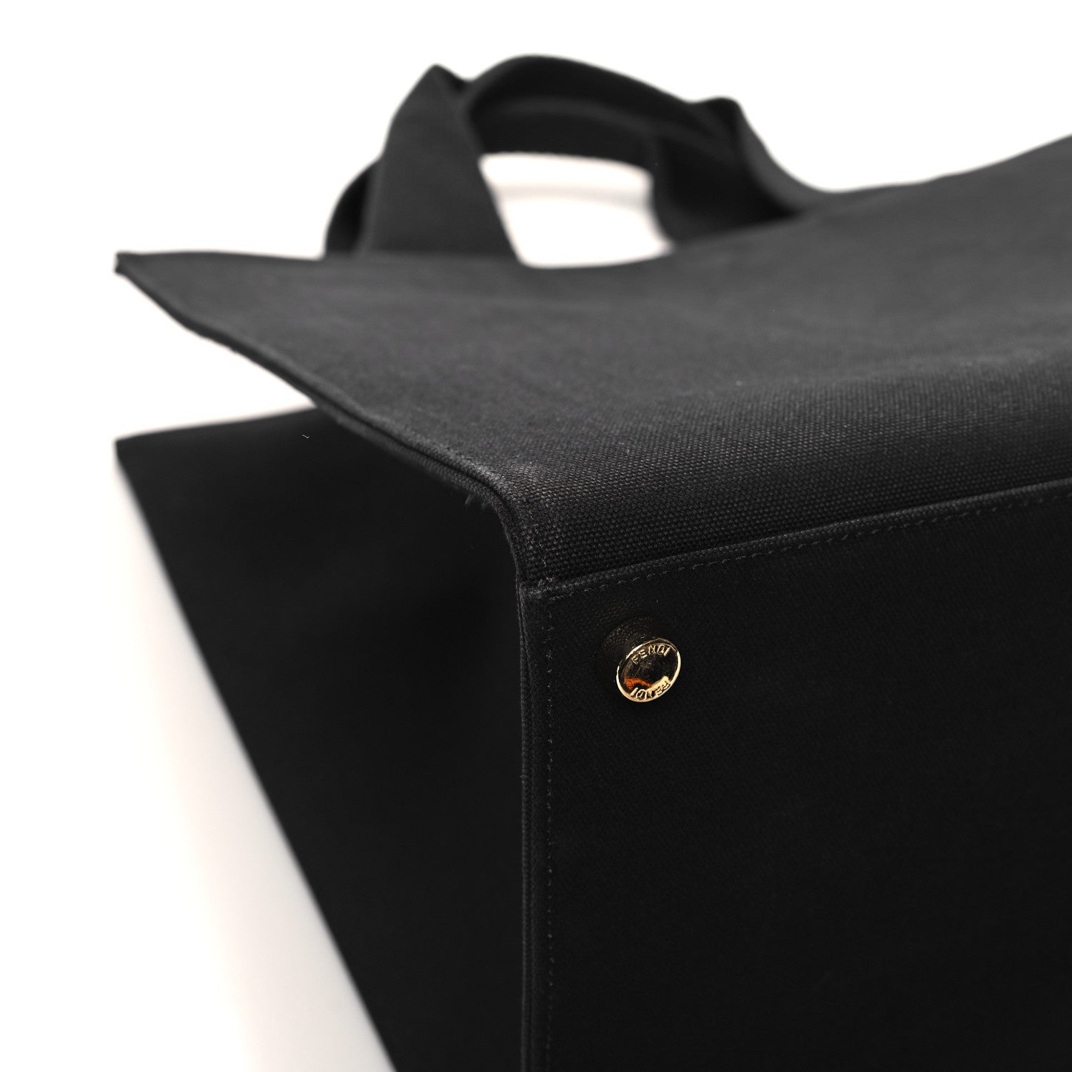 Fendi X VERSACE Cotton Canvas Cuoio Romano Fendace Logo Embroidered Signature Shopping Tote Black Gold 11 of 14