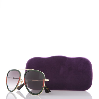 Gucci Web Aviator Sunglasses GG0062S Green Red 7 of 7