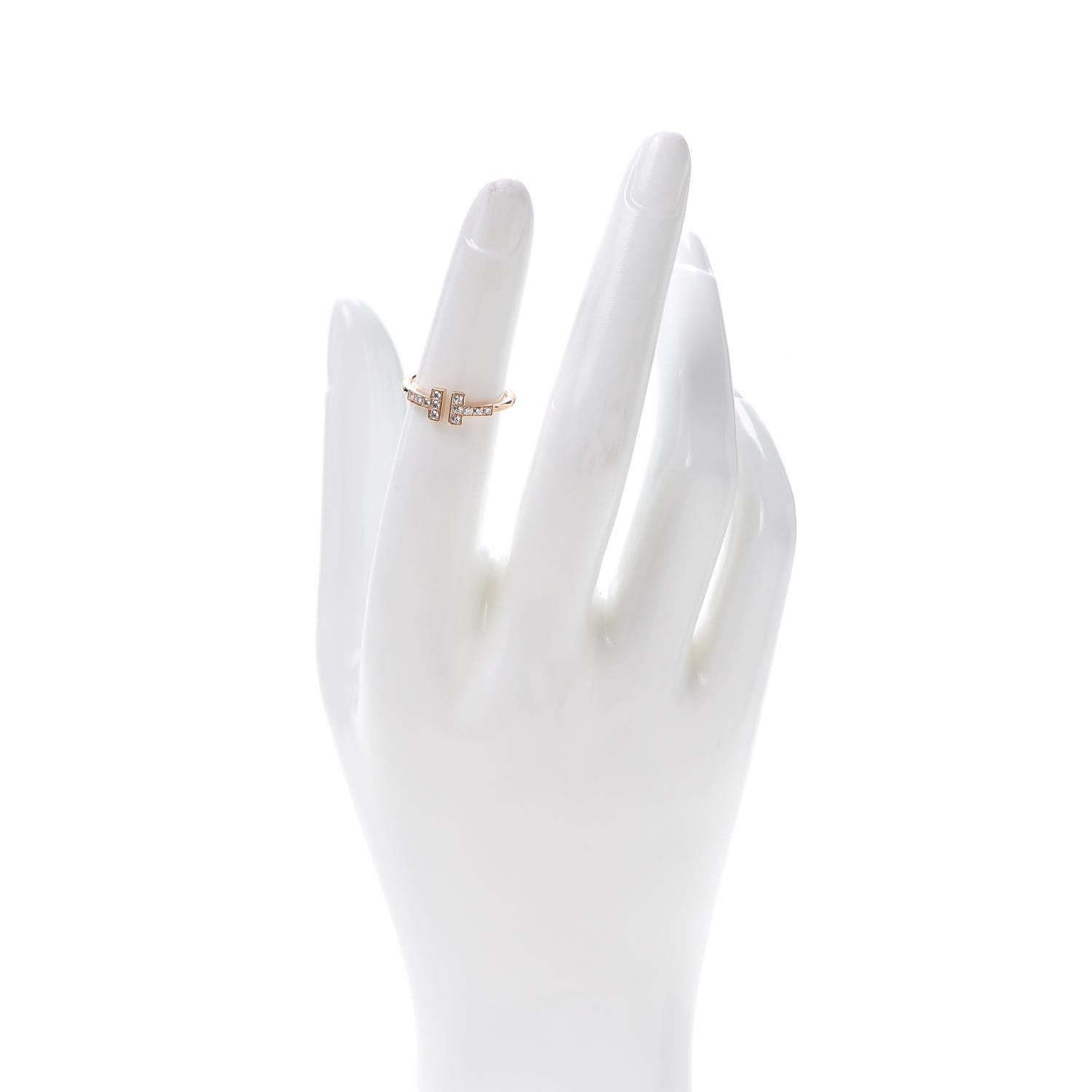 Tiffany 18K Rose Gold Diamond T Wire Ring 48 4.5 2 of 5
