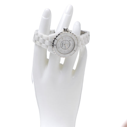 Chanel Stainless Steel Ceramic Diamond 33mm J12 Quartz Watch White 2 of 6