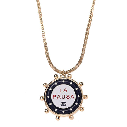 Chanel Resin Crystal CC La Pausa Pendant Necklace Gold 3 of 4