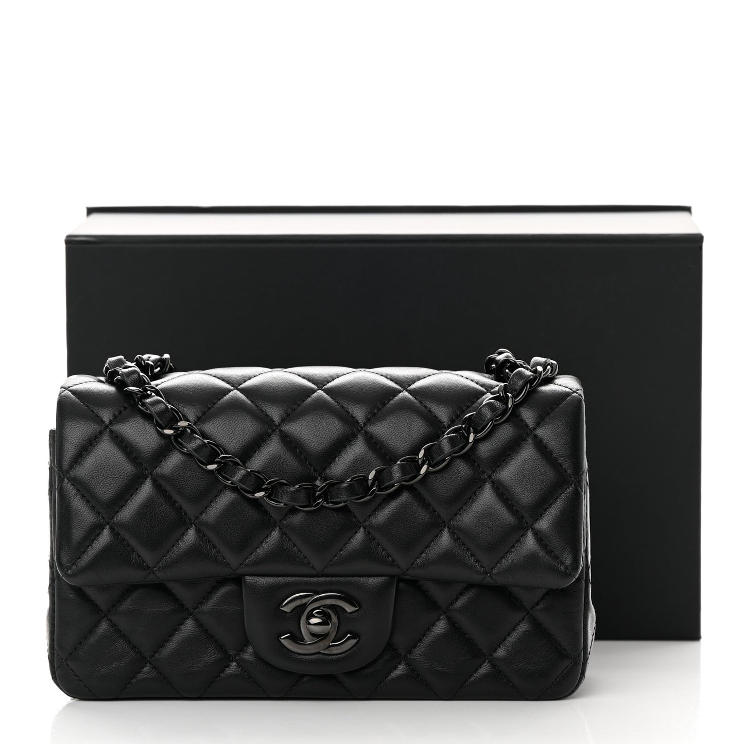 Lambskin Quilted Mini Rectangular Flap So Black