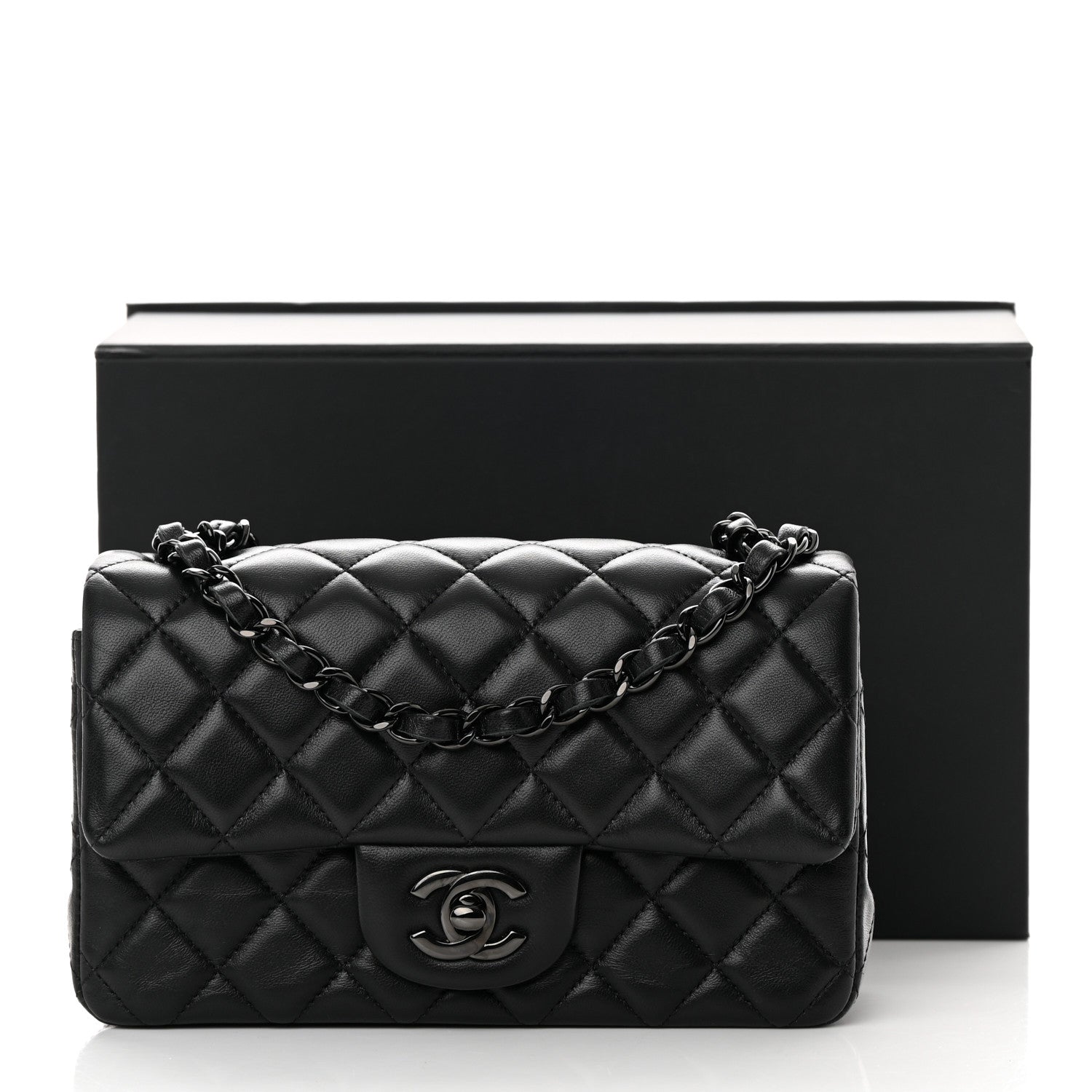 Chanel Lambskin Quilted Mini Rectangular Flap So Black 11 of 11