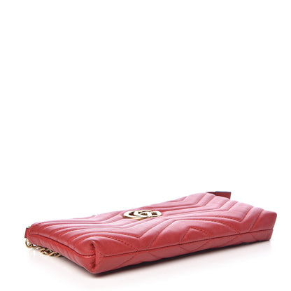 Gucci Calfskin Matelasse Mini GG Marmont Chain Bag Hibiscus Red 4 of 14