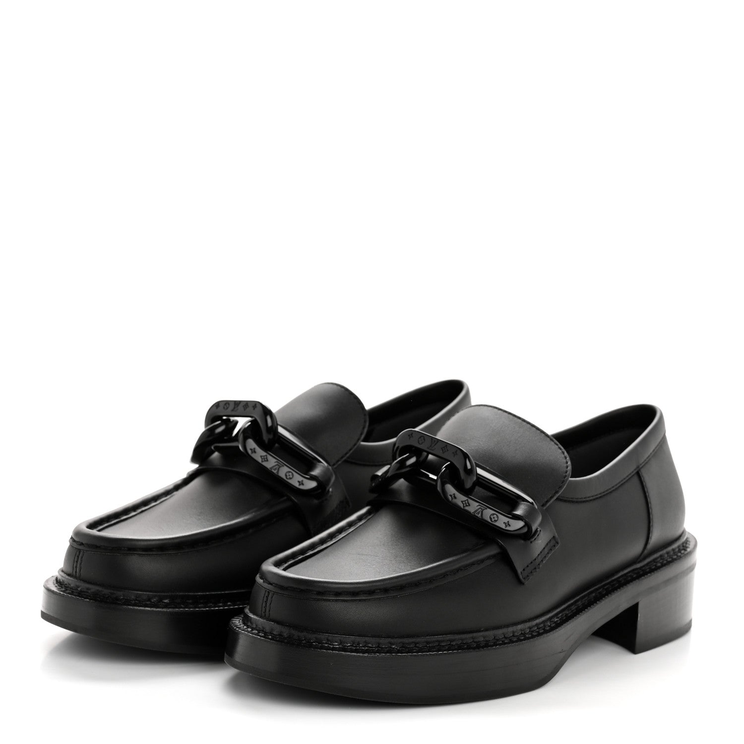 Louis Vuitton Calfskin Oversized Chain Academy Loafers 38.5 Black 4 of 10