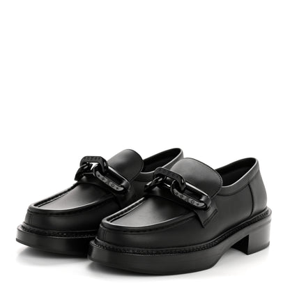 Louis Vuitton Calfskin Oversized Chain Academy Loafers 38.5 Black 4 of 10