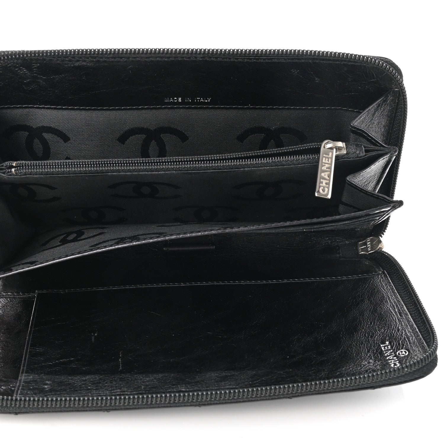 Chanel Calfskin Quilted Cambon Zip Around Organizer Wallet Black 4 of 8
