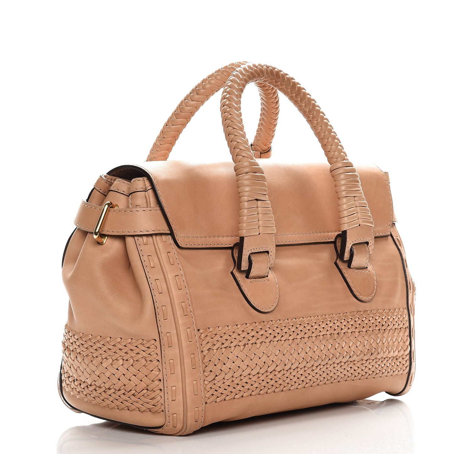 Calfskin Handmade Medium Top Handle Bag Taupe