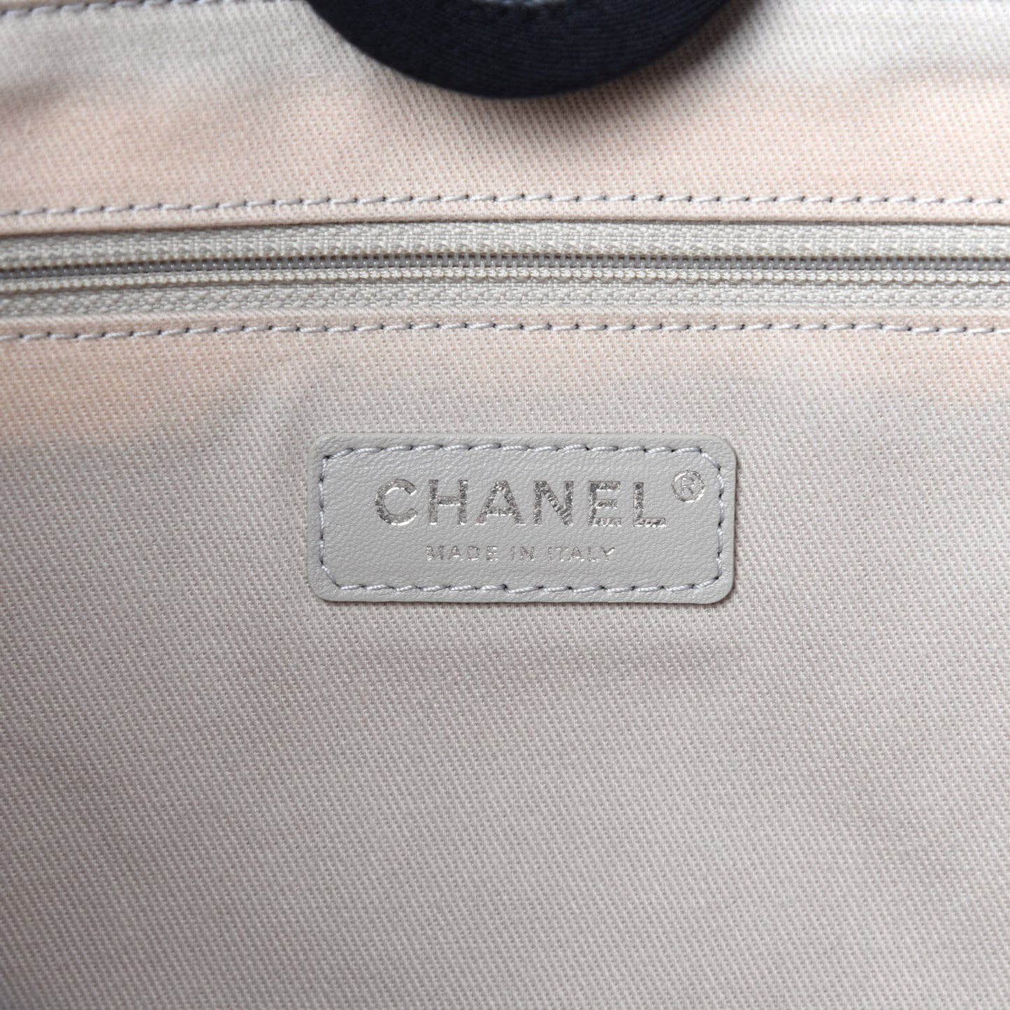 Striped Canvas Small Deauville Tote Dark Grey