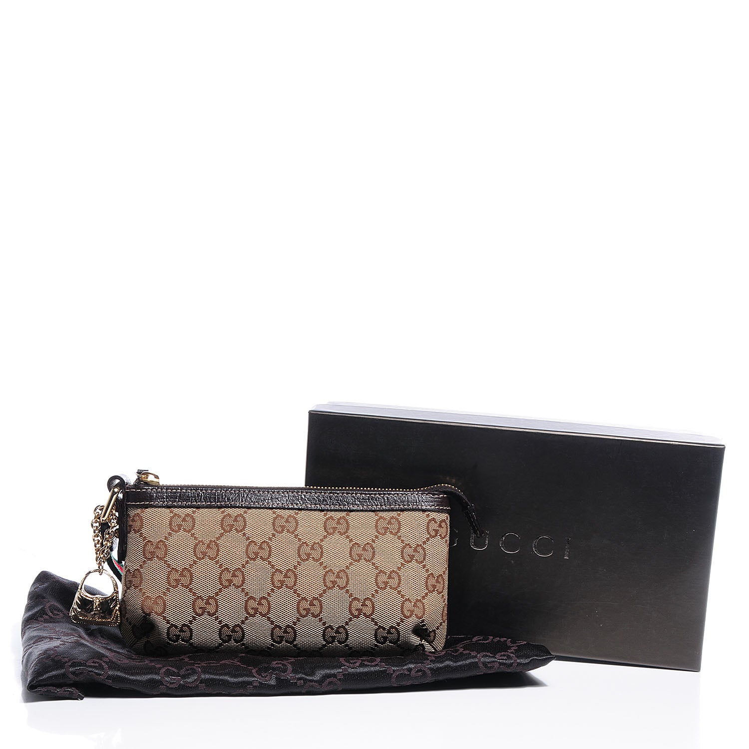 Gucci Monogram Jolicoeur Wristlet Dark Brown 5 of 8