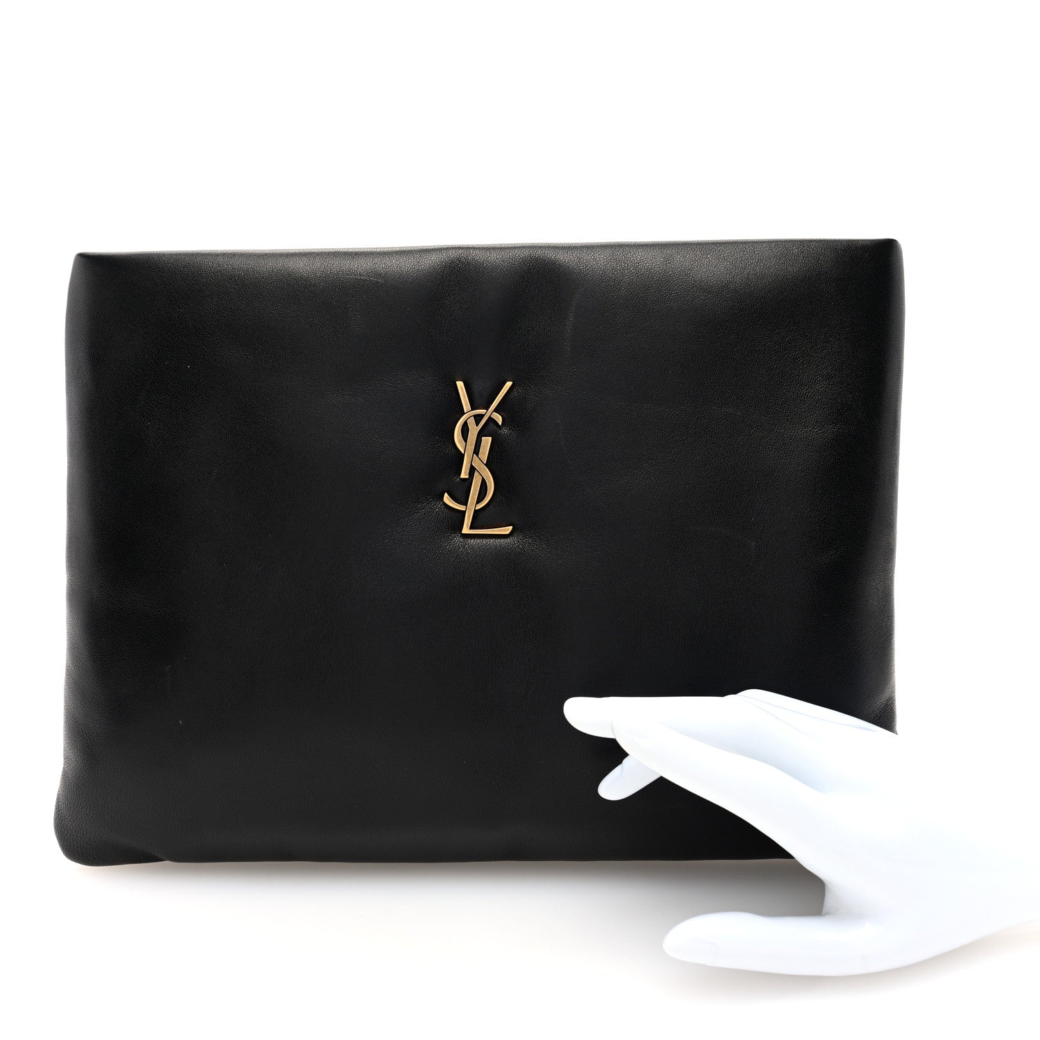 Saint Laurent Lambskin Small Calypso Pouch Black 2 of 6