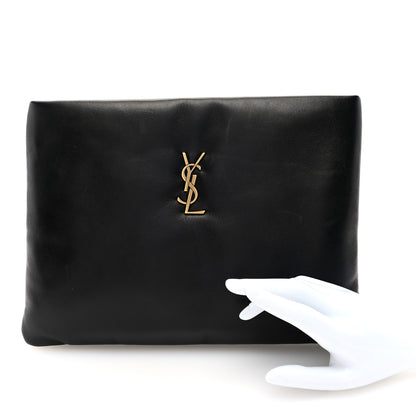 Saint Laurent Lambskin Small Calypso Pouch Black 2 of 6