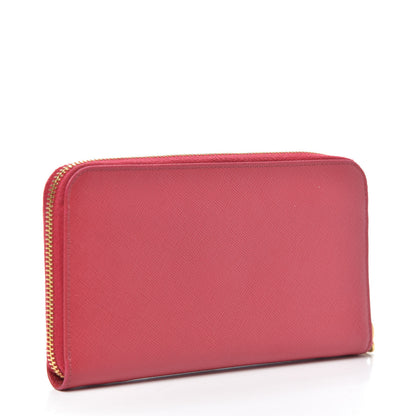 Prada Saffiano Metal Zip Around Wallet Peonia 3 of 6
