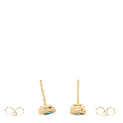 David Yurman 18K Yellow Gold Diamond Hampton Blue Topaz 5mm Chatelaine Pave Bezel Stud Earrings 3 of 4