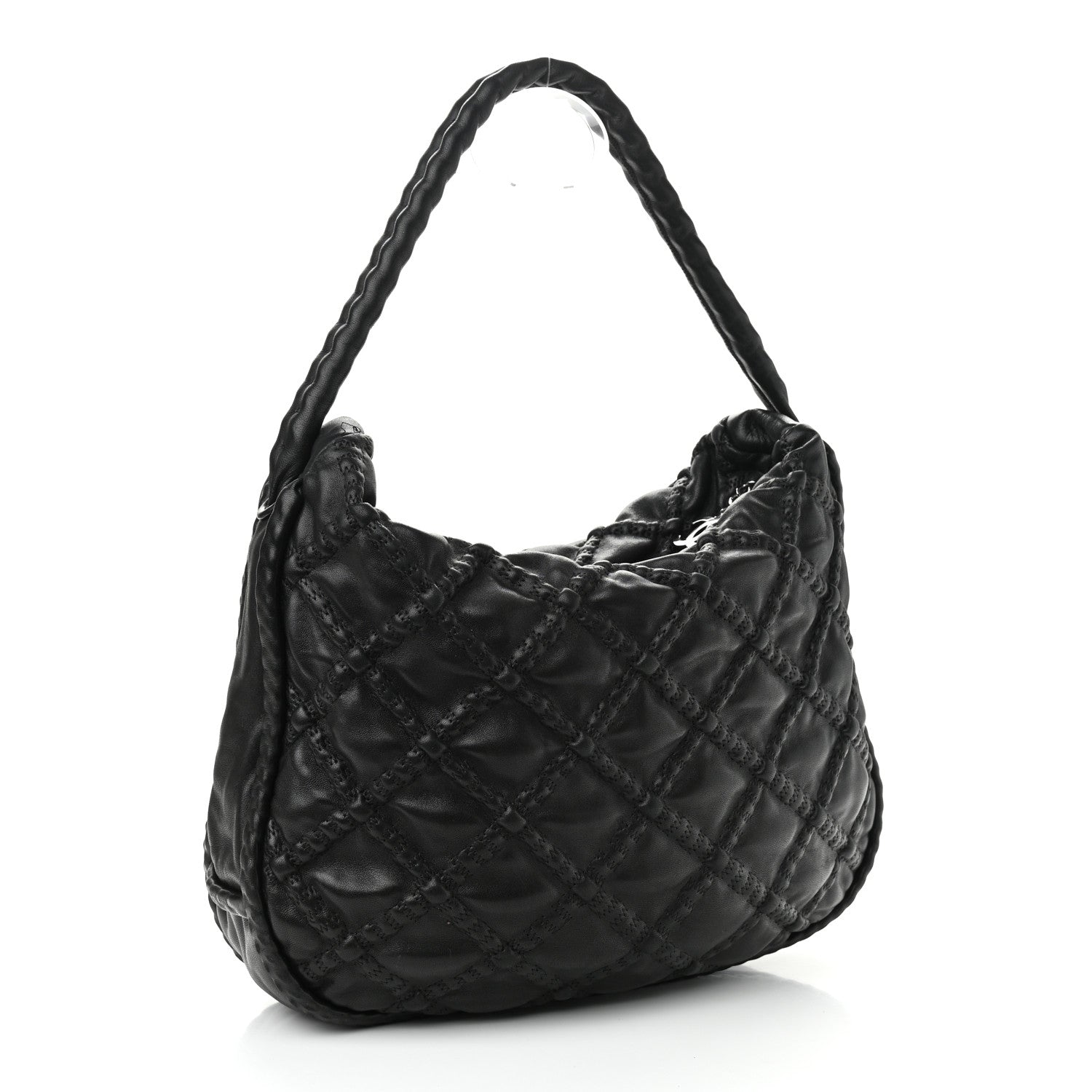 Chanel Quilted Lambskin Hidden Chain Hobo Black 2 of 13