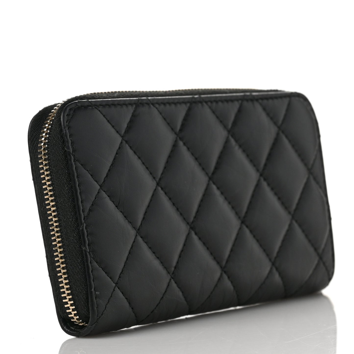 Aged Calfskin Quilted Small Lucky Charms 2.55 Reissue Zip Around Wallet Black