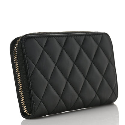 Chanel Aged Calfskin Quilted Small Lucky Charms 2.55 Reissue Zip Around Wallet Black 3 of 8