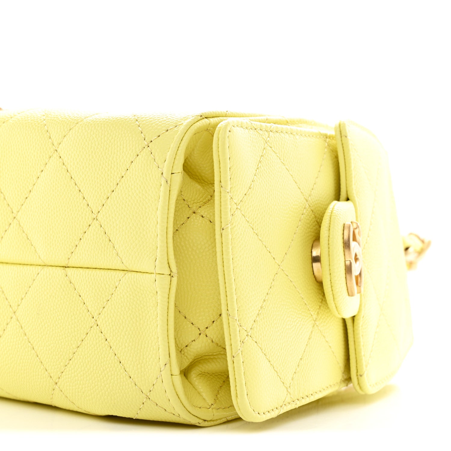 Chanel Caviar Quilted Mini Chanel 25 Handbag Light Yellow 10 of 11
