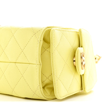 Chanel Caviar Quilted Mini Chanel 25 Handbag Light Yellow 10 of 11