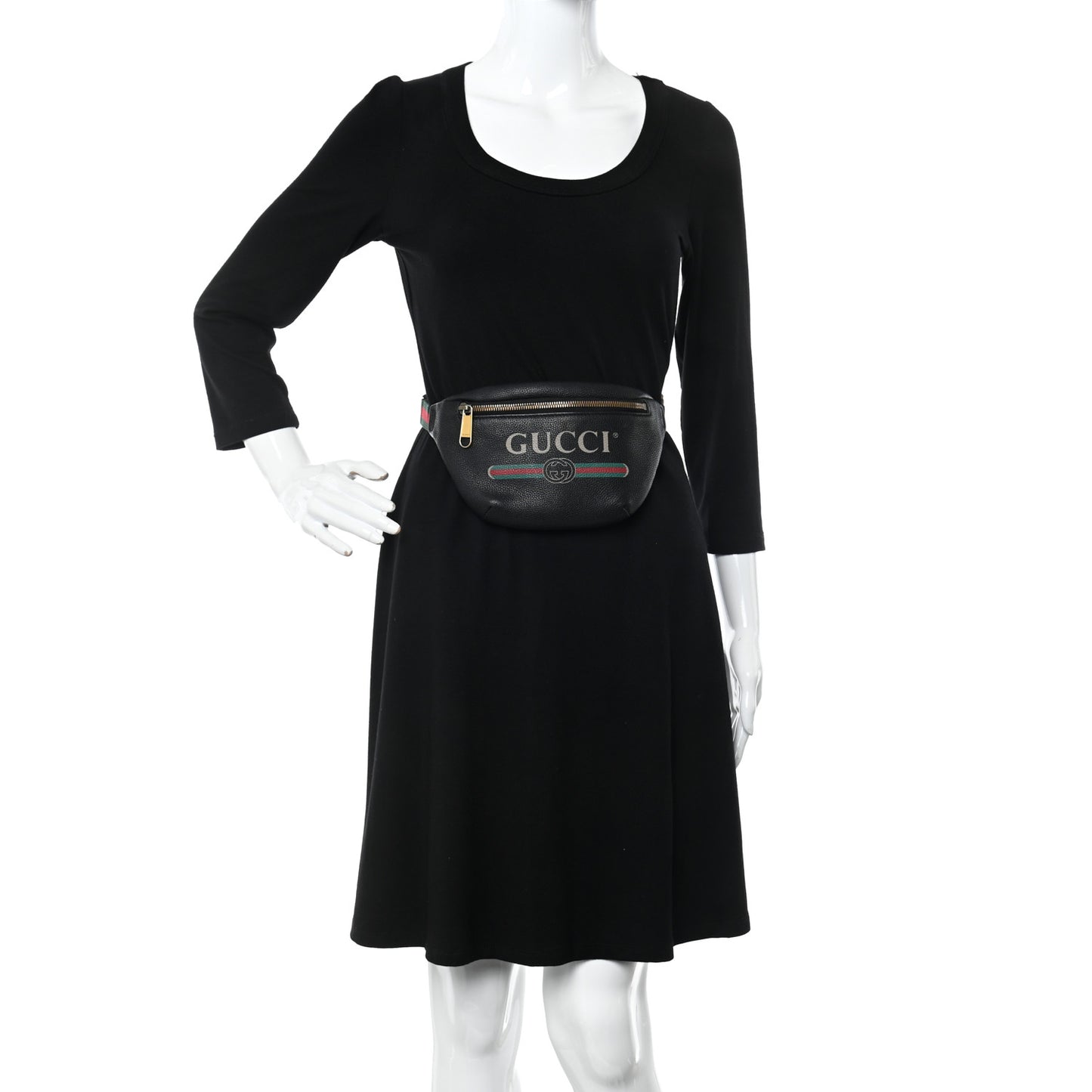 Grained Calfskin Small Logo Belt Bag Black