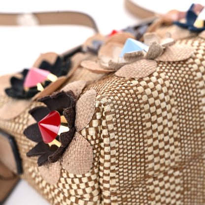Fendi Paglia Vitello Dolce Flowerland Studded Striped Mini By The Way Boston Bag Natural Cuoio Multicolor 8 of 14