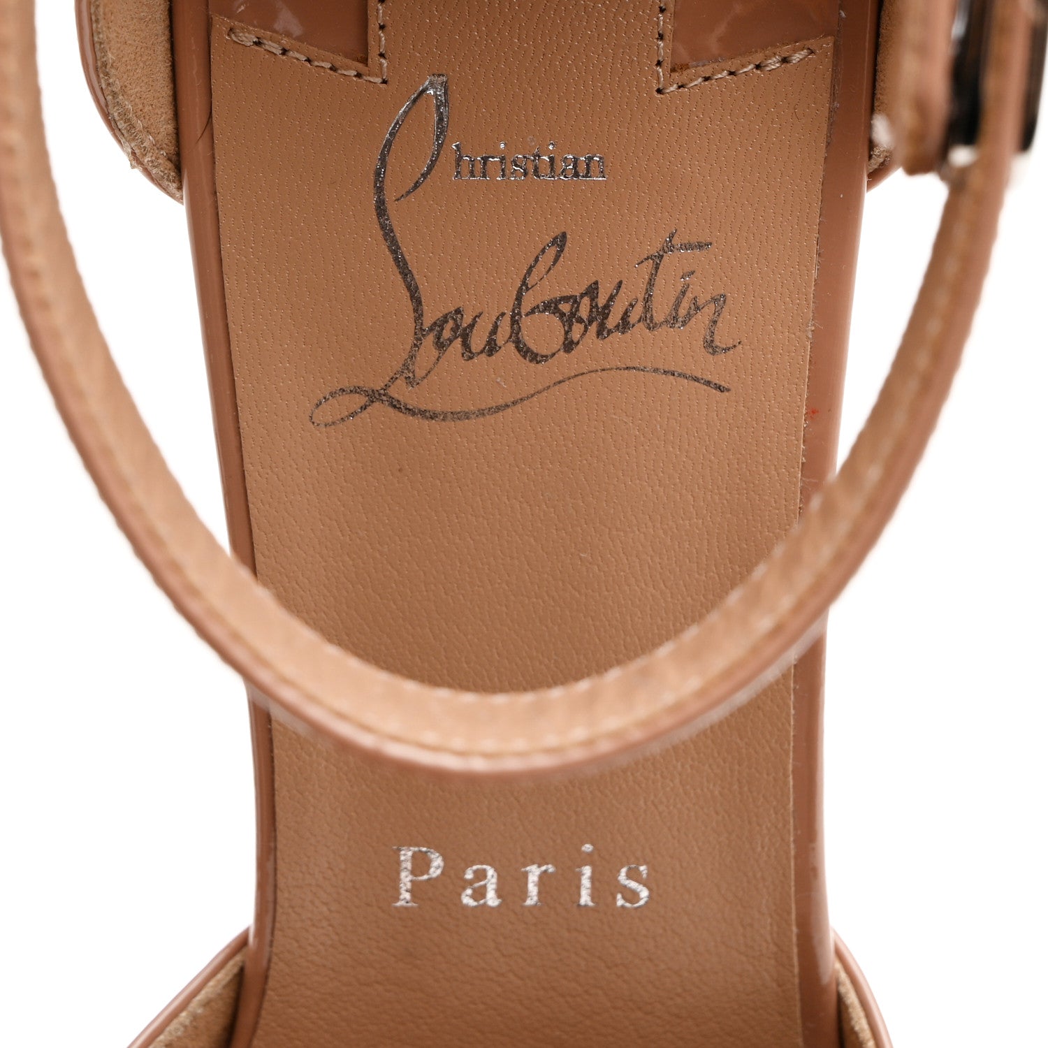 Christian Louboutin Patent Lock Strap 85 Pumps 38.5 Nude 6 of 7