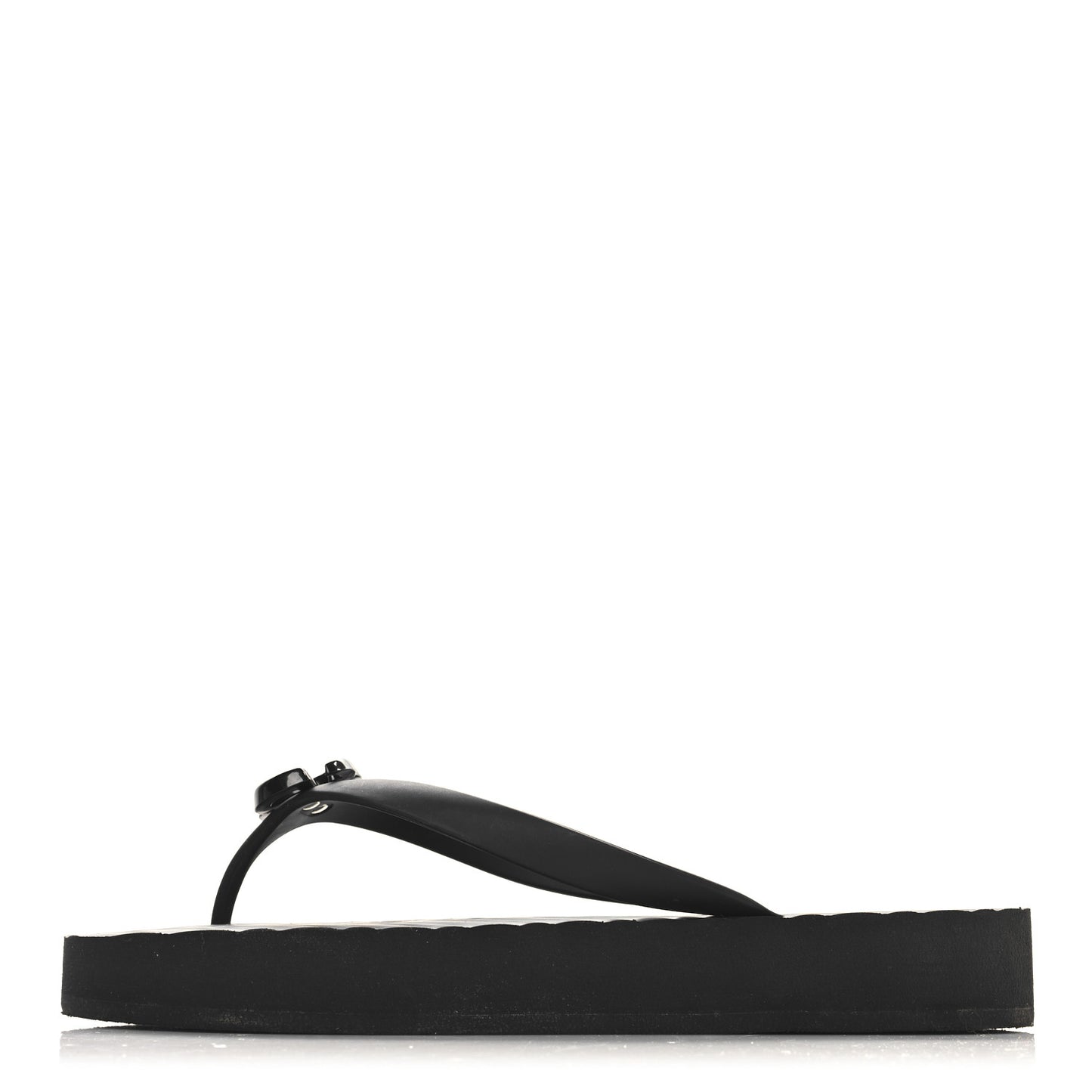 Rubber Chevron Womens GG Thong Sandals 40 Black