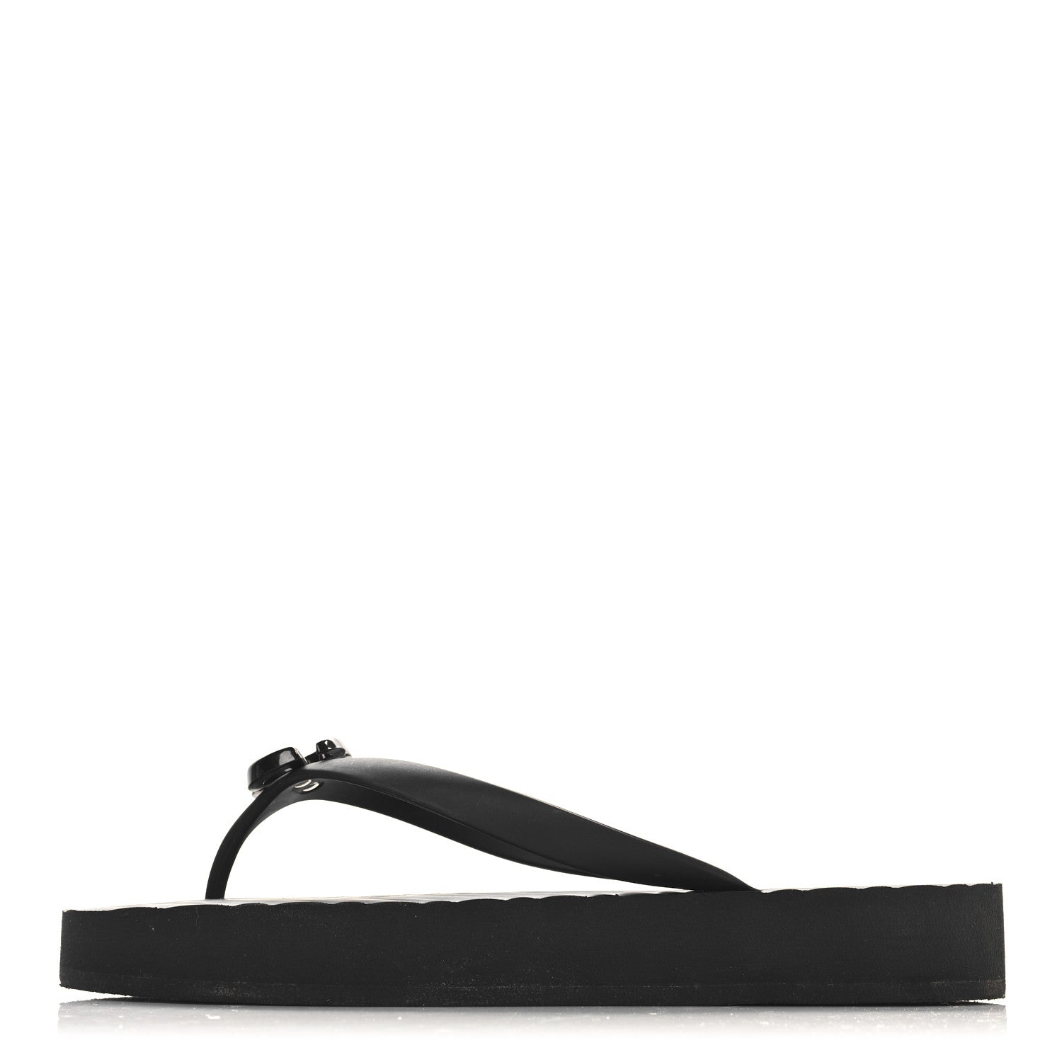 Gucci Rubber Chevron Womens GG Thong Sandals 40 Black 1 of 8