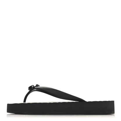Gucci Rubber Chevron Womens GG Thong Sandals 40 Black 1 of 8