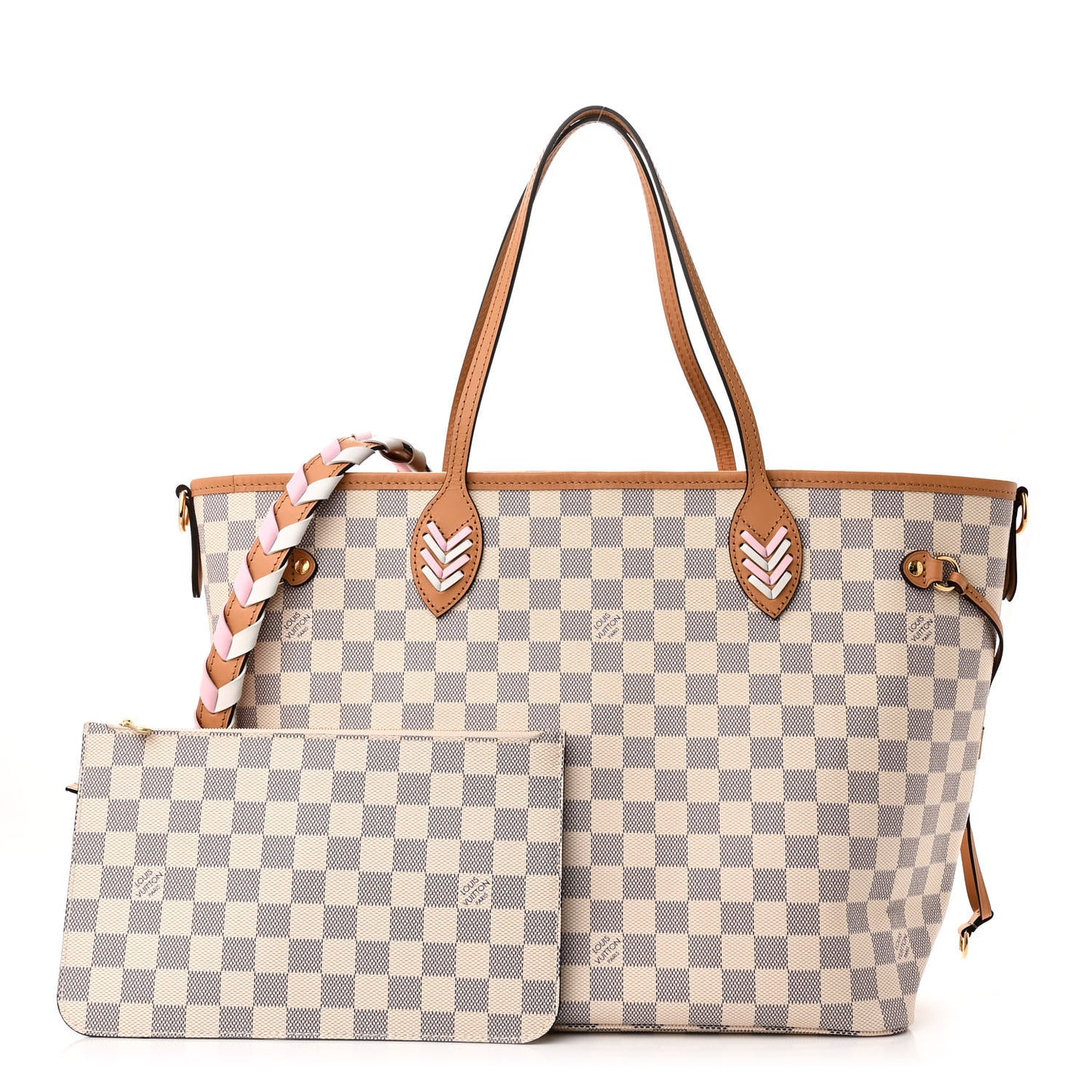 Damier Azur Braided Neverfull MM Orange