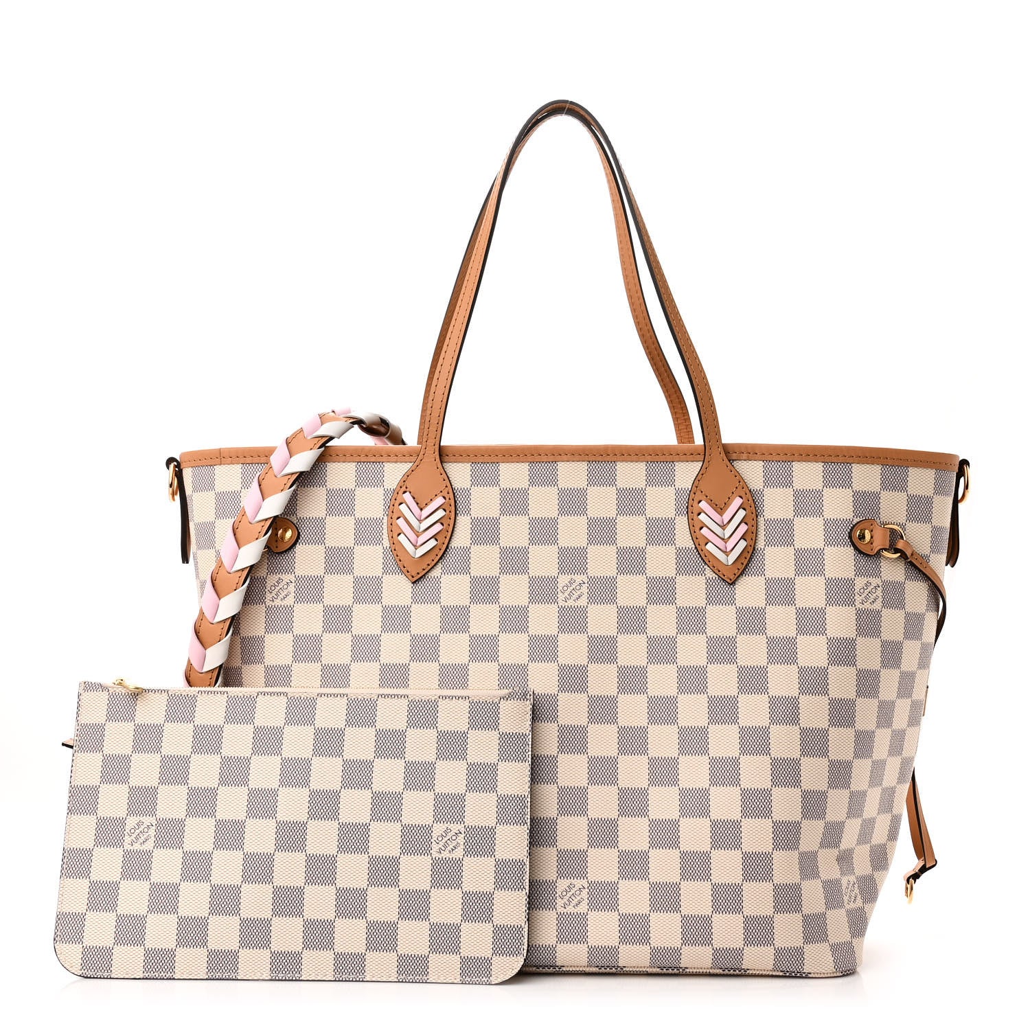 Louis Vuitton Damier Azur Braided Neverfull MM Orange 3 of 10