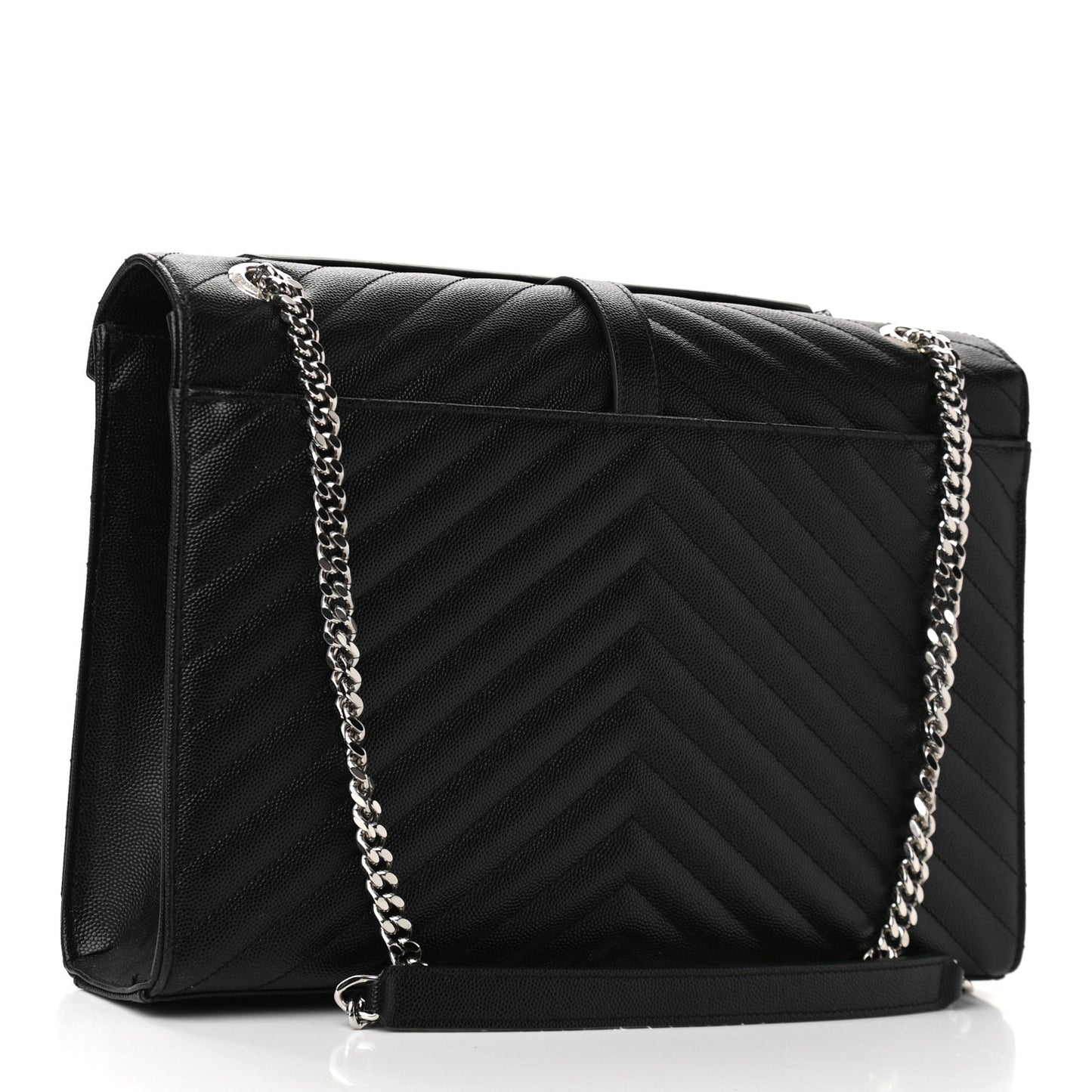 Grain De Poudre Matelasse Chevron Large Monogram Satchel Black