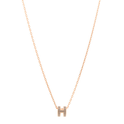 Hermes Lacquered Rose Gold Mini Pop H Pendant Necklace Marron Glace 1 of 4