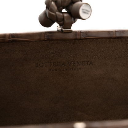 Bottega Veneta Crocodile Stretch Knot Clutch Brown 6 of 12