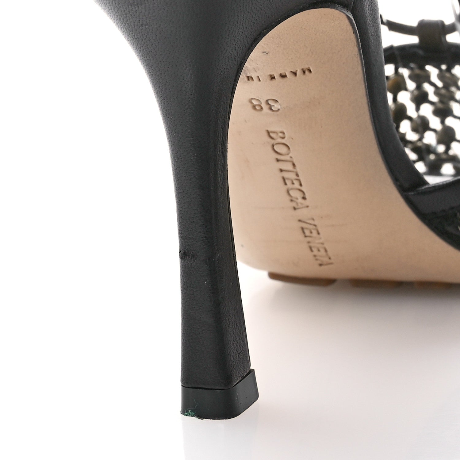 Bottega Veneta Mesh Nappa Crystal Embellished Sparkle Stretch Ankle Tie Sandals 38 Black 9 of 12