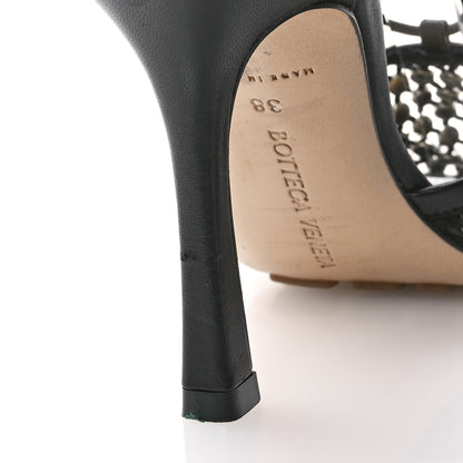 Bottega Veneta Mesh Nappa Crystal Embellished Sparkle Stretch Ankle Tie Sandals 38 Black 9 of 12