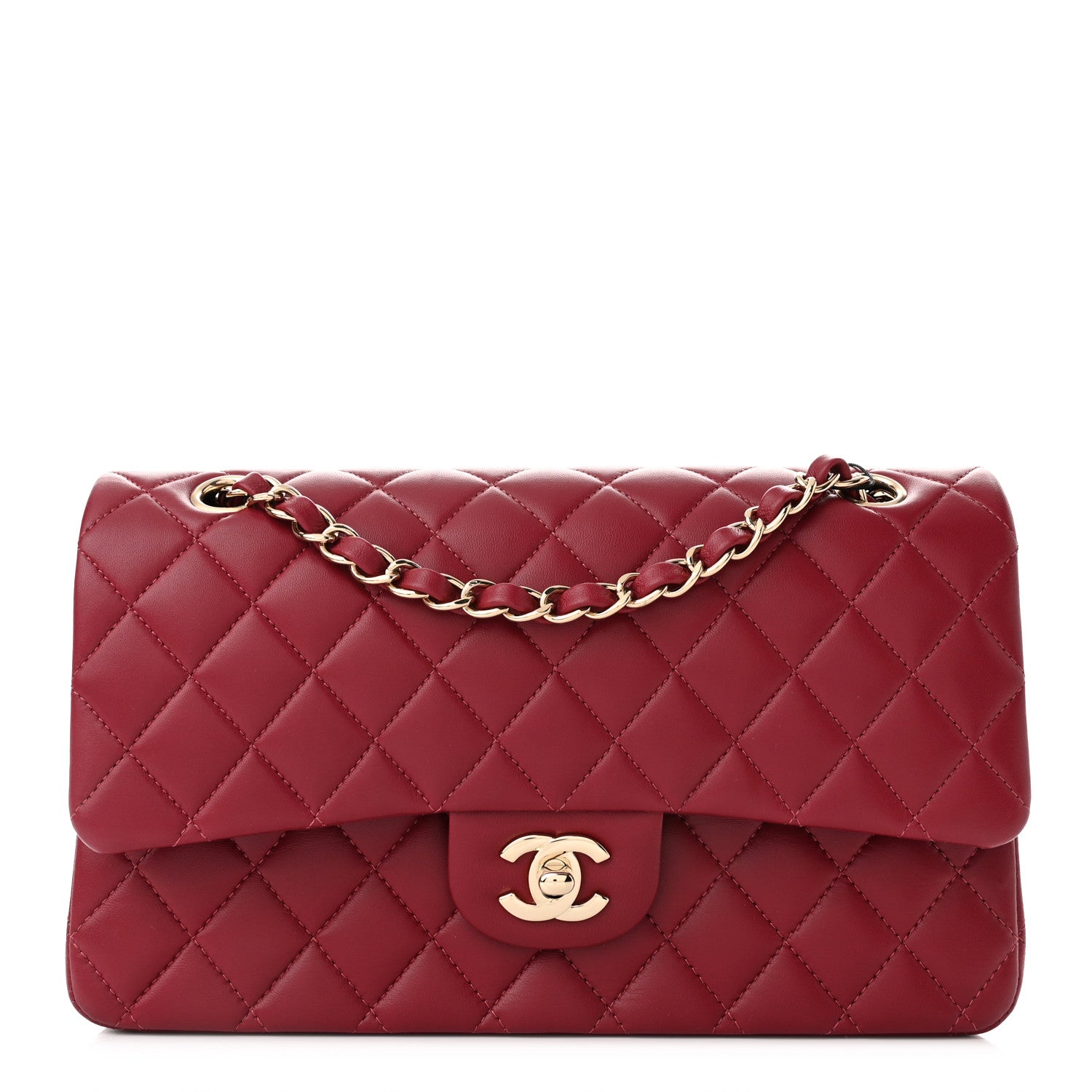 Chanel Lambskin Quilted Medium Double Flap Burgundy 1 of 10