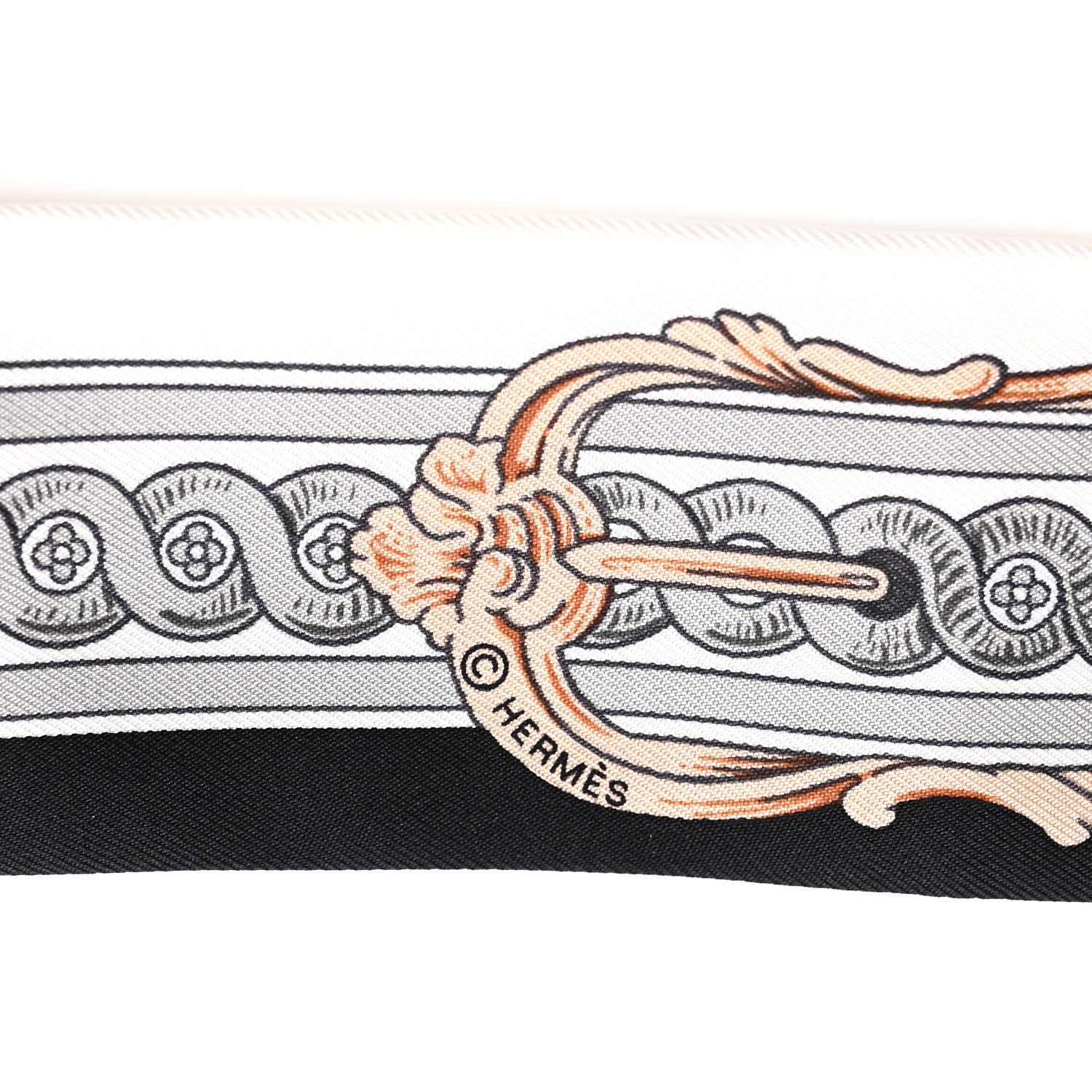 Hermes Silk Bride De Cour Twilly Black White Or Rose 1869132