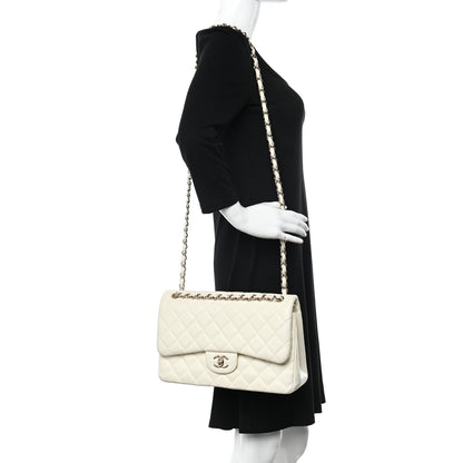 Chanel Caviar Quilted Jumbo Double Flap White 2 of 11