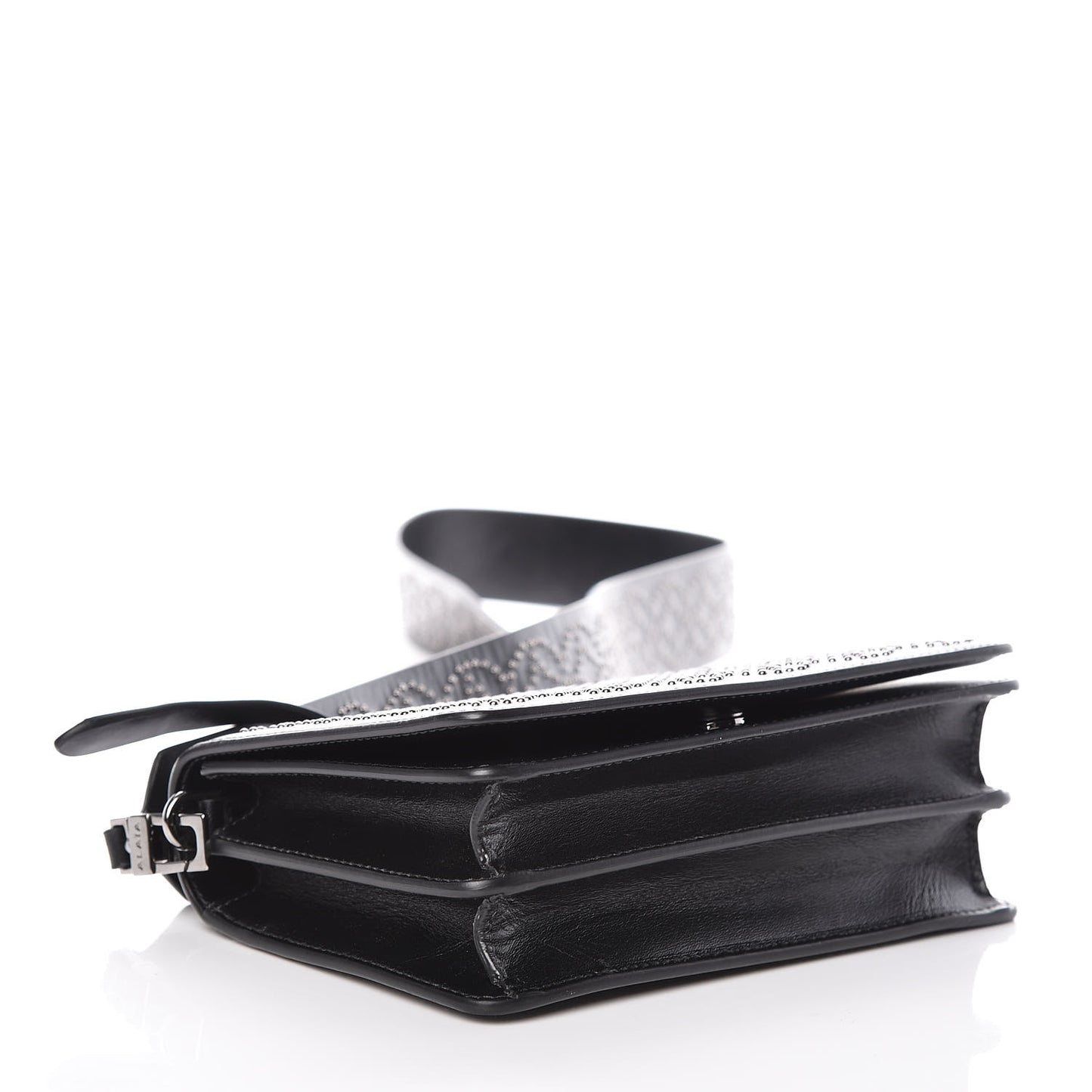 Calfskin Arabesque Studded Medium Franca Crossbody Black