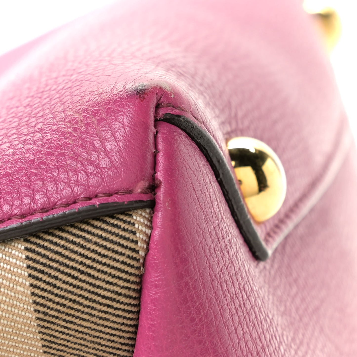 Grainy Calfskin House Check Small Banner Tote Brilliant Fuchsia