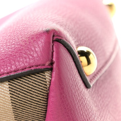 Burberry Grainy Calfskin House Check Small Banner Tote Brilliant Fuchsia 14 of 14