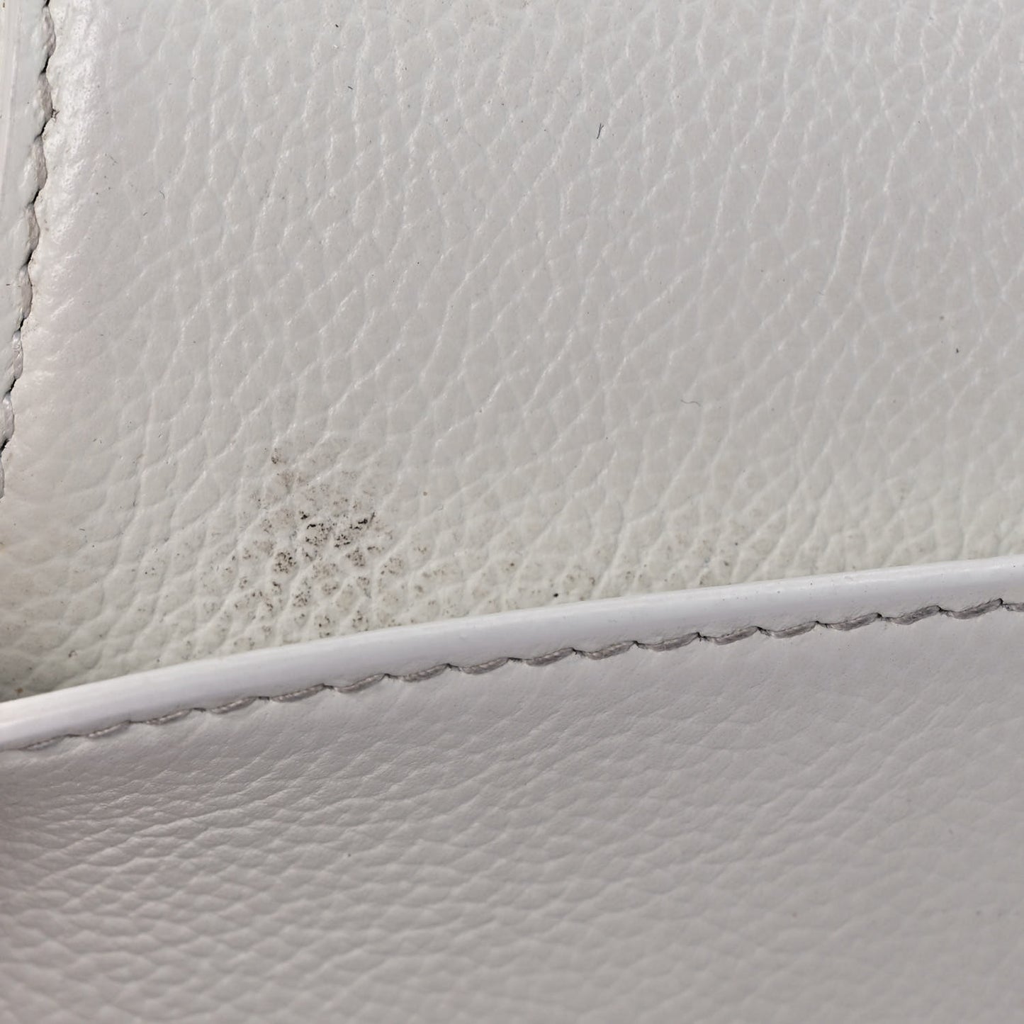 Grained Calfskin Small Hourglass Top Handle Bag White