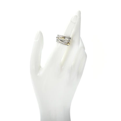 David Yurman Sterling Silver 18K Yellow Gold Double X Crossover Ring 52 6 2 of 4