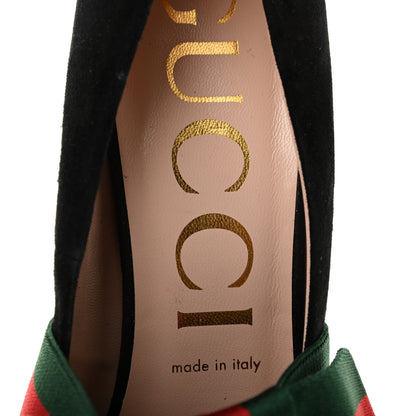 Gucci Kid Scamosciato Removable Web Bow High Heel Pumps 40.5 Black 7 of 9