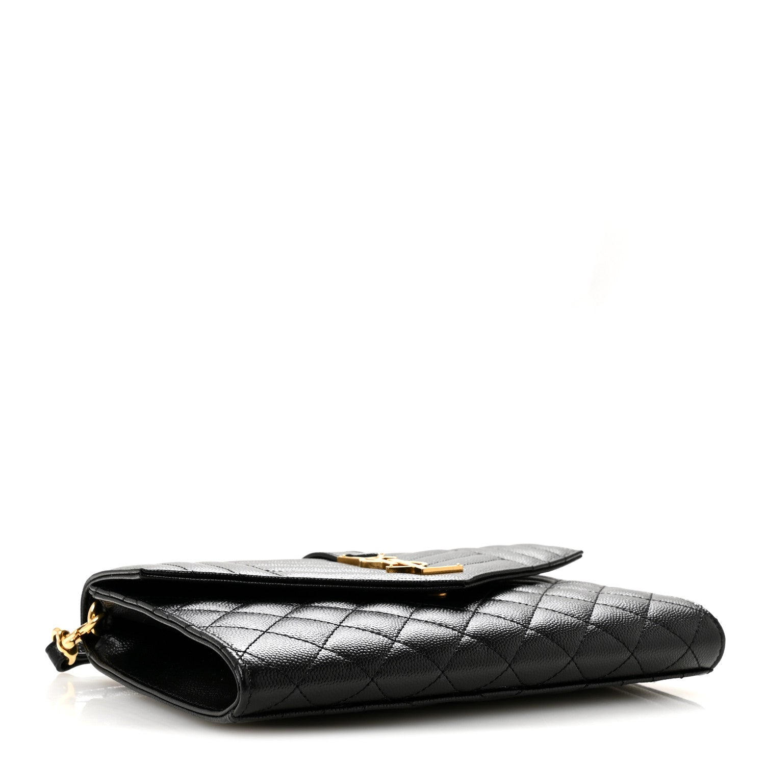 Saint Laurent Grain De Poudre Textured Mixed Matelasse Triquilt Monogram Clutch Black 4 of 8