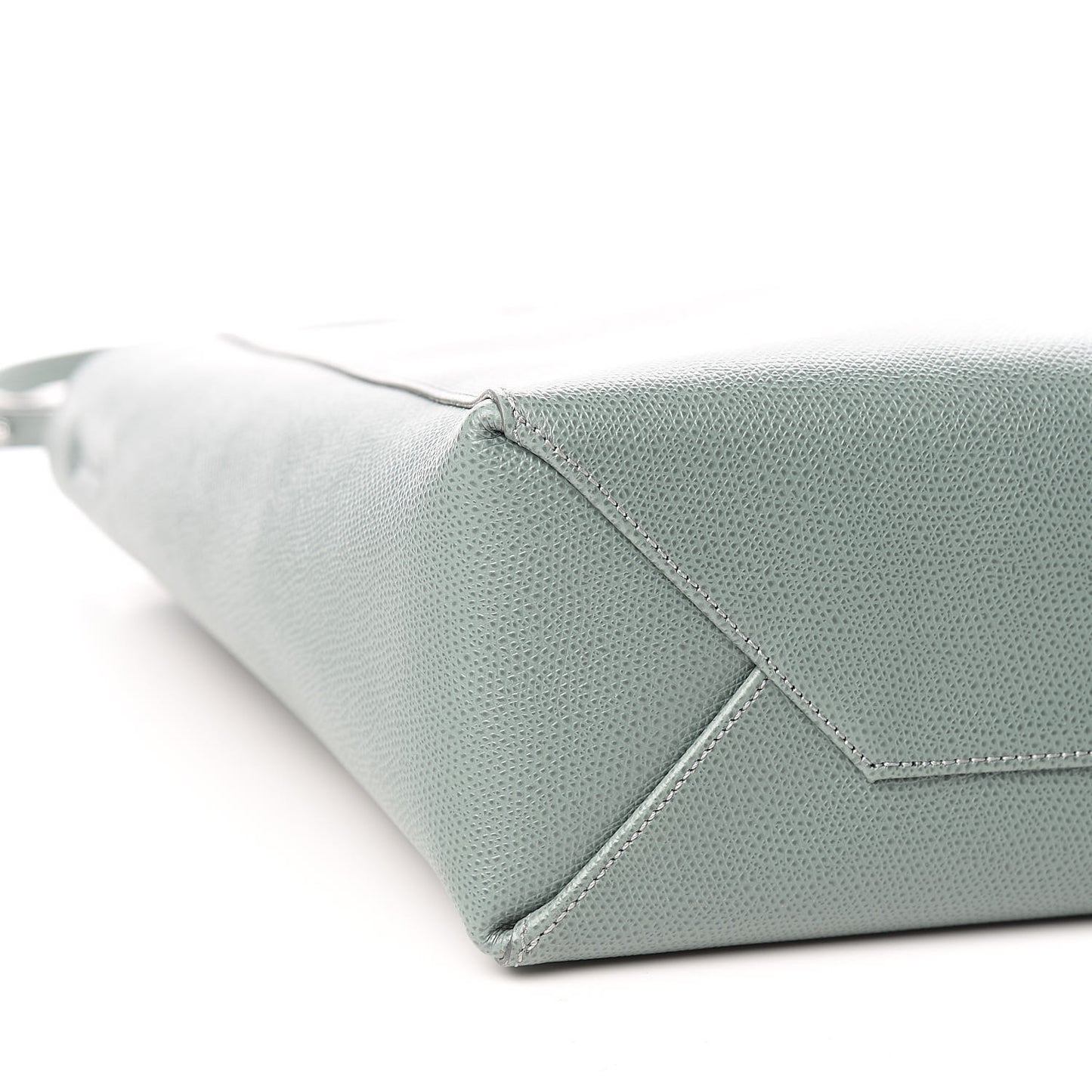 Grained Calfskin Small Vertical Cabas Green