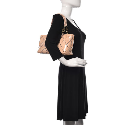 Chanel Patent Perforated CC Shopping Tote Beige 2 of 14