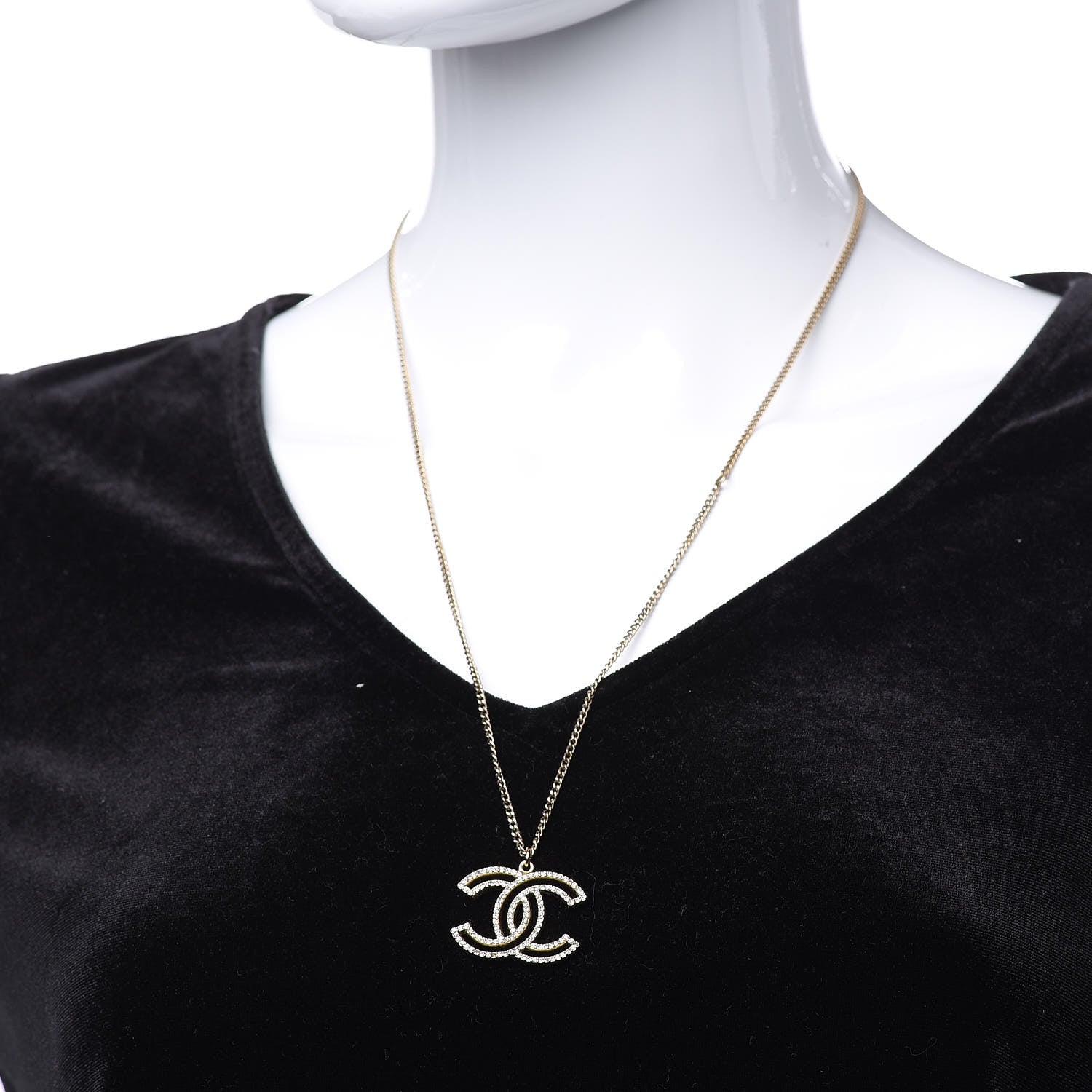 Chanel Crystal CC 100 Anniversary Necklace Gold 2 of 7